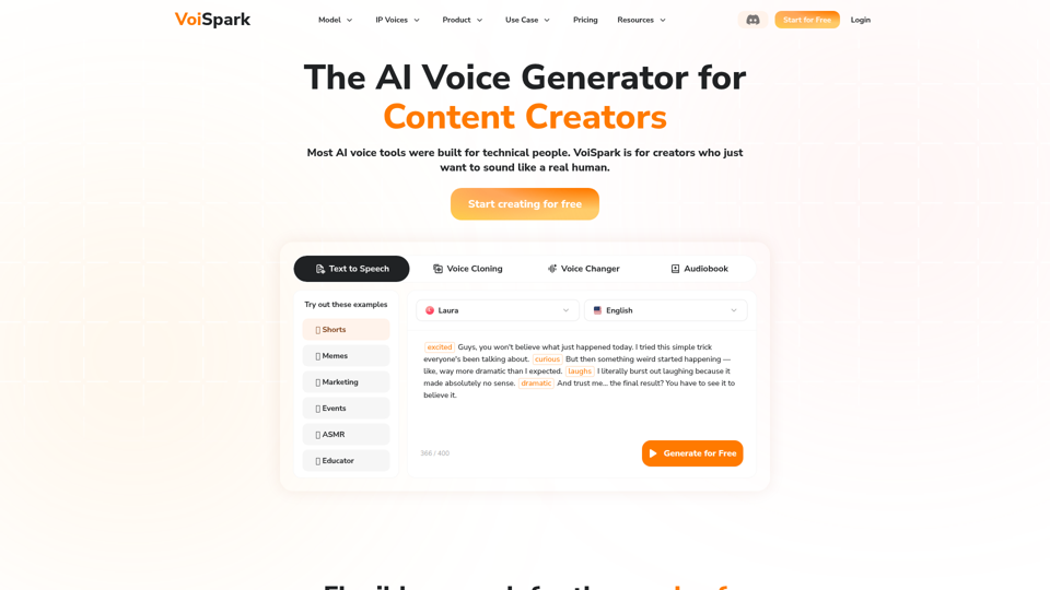VoiSpark: AI Voice Generator Platform | Text-to-Speech & Voice Cloning
