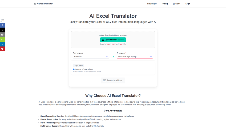 AI Excel Translator - Translate Excel Files with AI