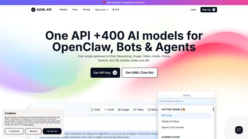Access 400+ AI Models with a Single AI API | AIMLAPI.com