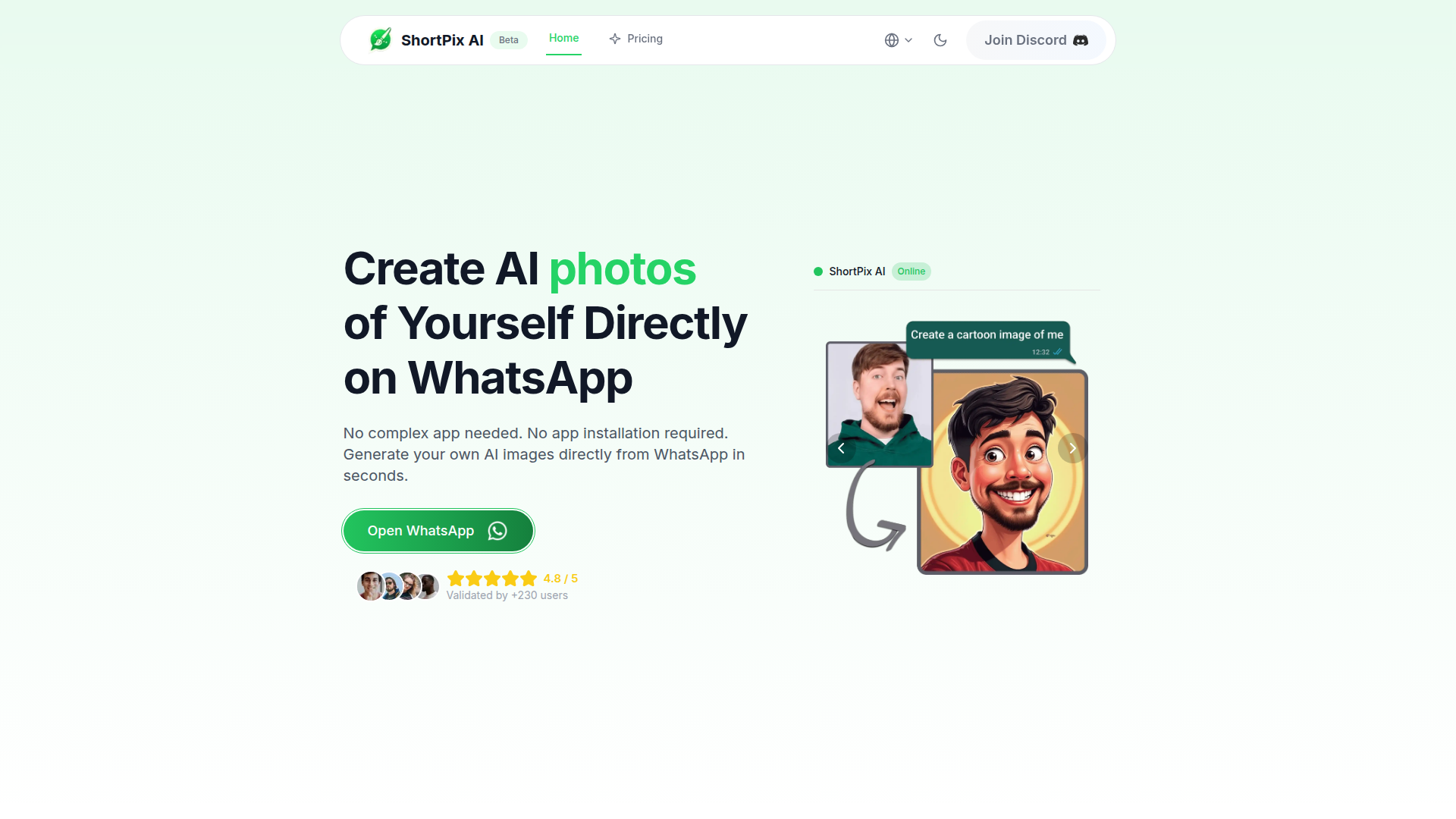 WhatsApp AI Gen - Generate AI Photos on WhatsApp | ShortPix AI