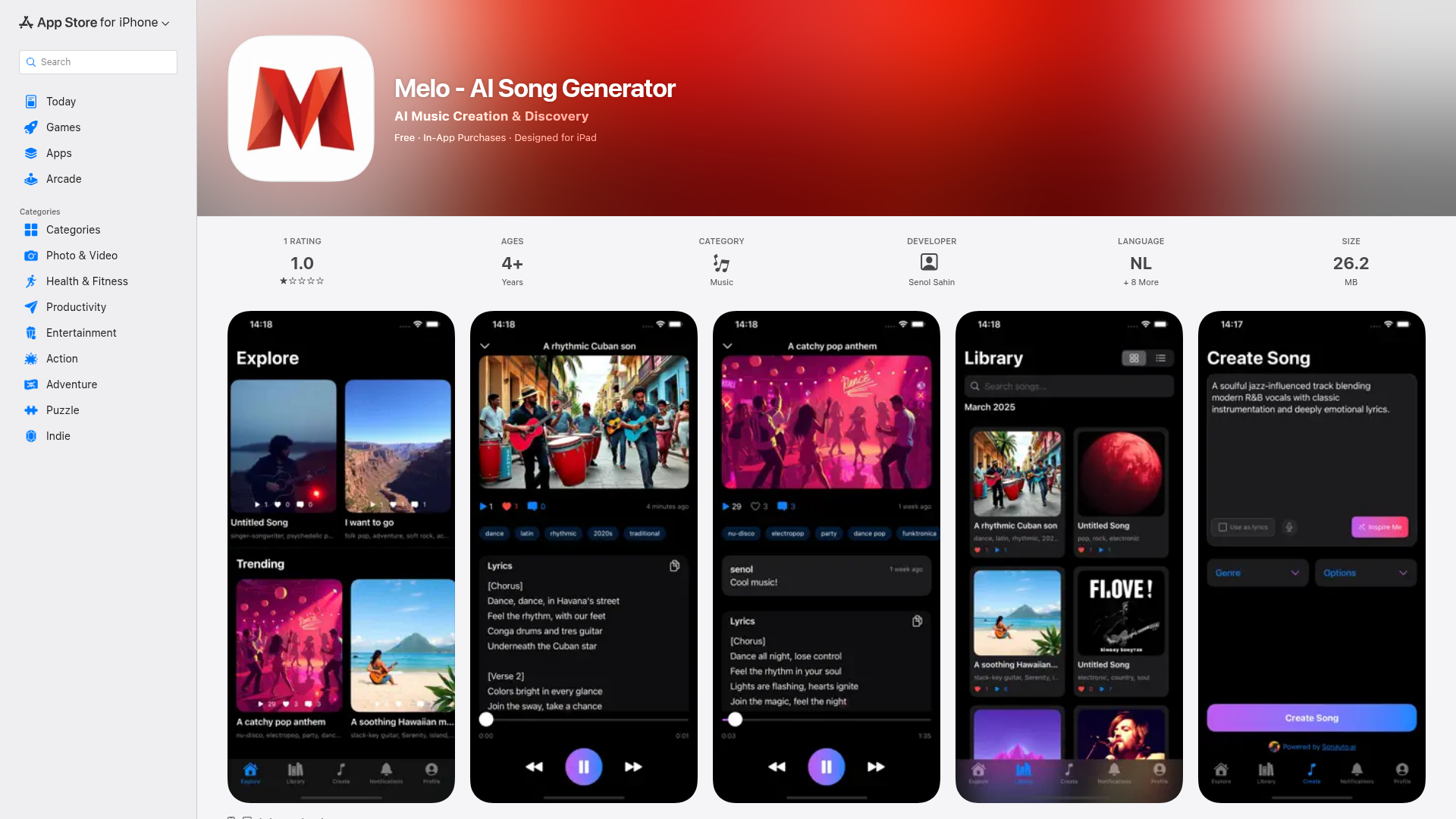 Melo - AI 歌曲生成器应用 - App Store