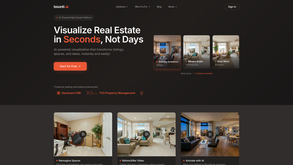 Bounti.ai | KI-gestützte Immobilienvisualisierung und Automatisierung