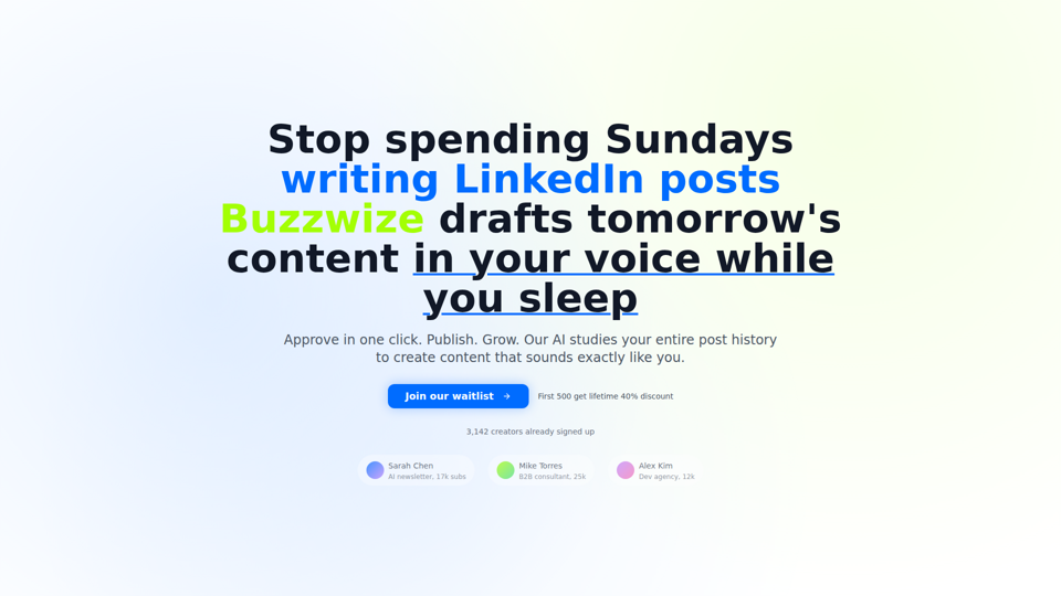 Buzzwize - 寝ている間にLinkedInで成長しましょう