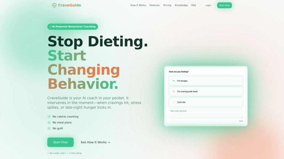 CraveGuide – Ihr persönlicher Coach für Essverhalten