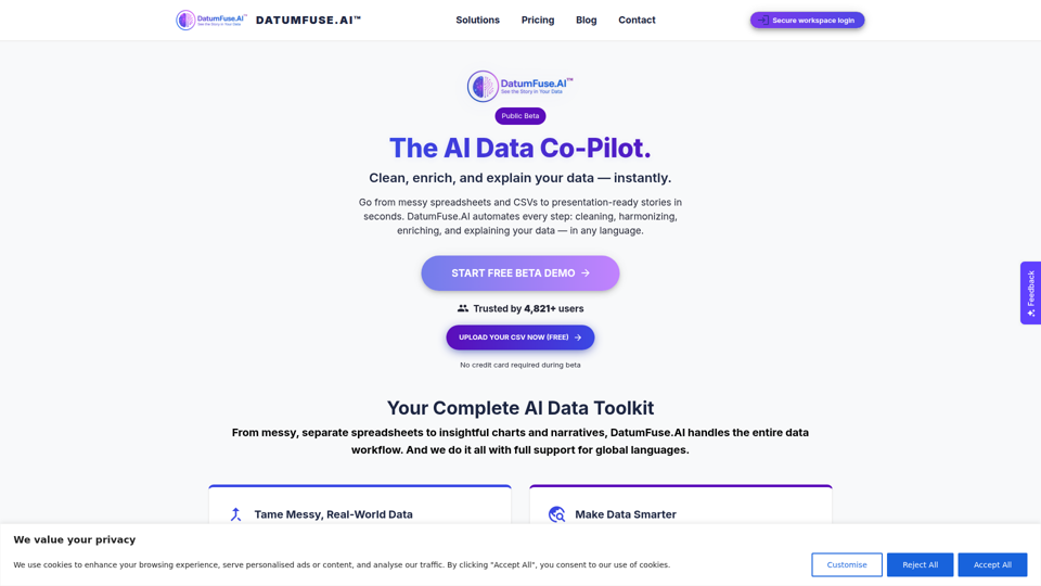 DatumFuse.AI – KI-Plattform für Datenbereinigung, Harmonisierung, Anreicherung, Narration und Visualisierung