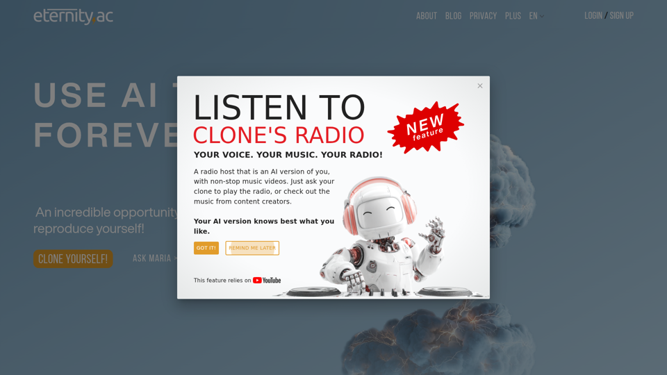 Create your full digital clone to live forever - eternity.ac