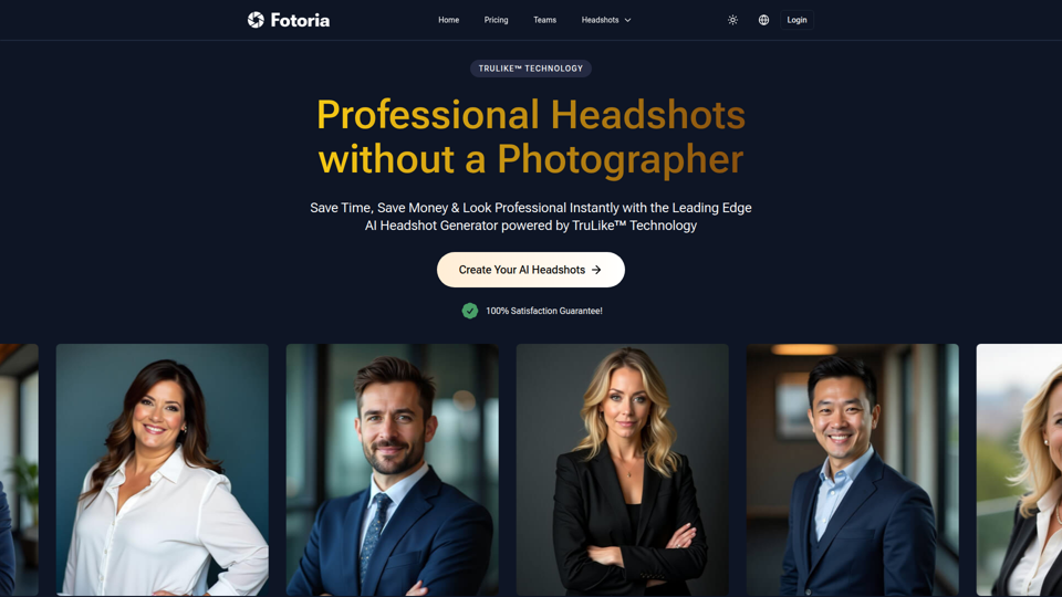 AI Headshot Generator for Professional Headshots | Fotoria Photos