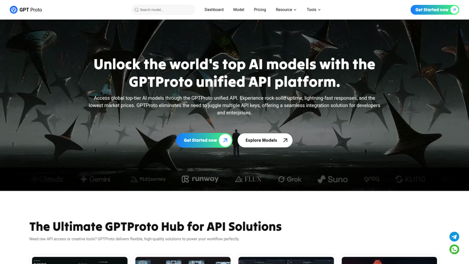 APIs de IA y modelos de IA todo en uno para desarrolladores | GPT Proto