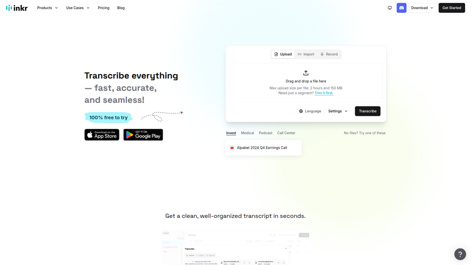 Inkr | 精准音频转录与可搜索笔记