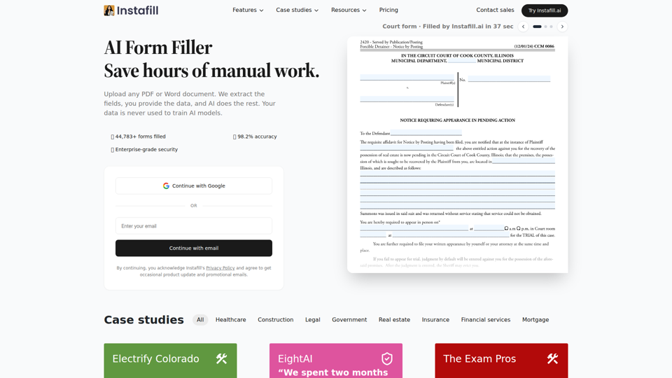 AI Form Filler - Fill out PDF forms with Instafill.ai