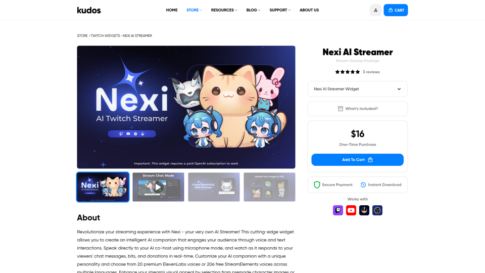 Nexi - Widget de streamer con IA para Twitch y YouTube (StreamElements)
