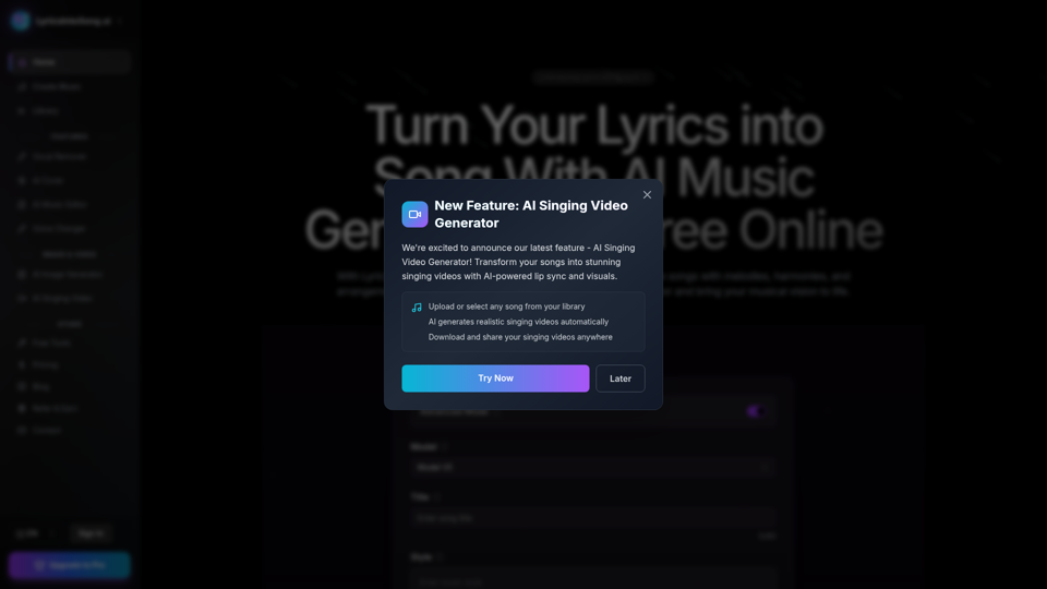 Lyrics Into Song AI - Turn Lyrics To Song Free Online