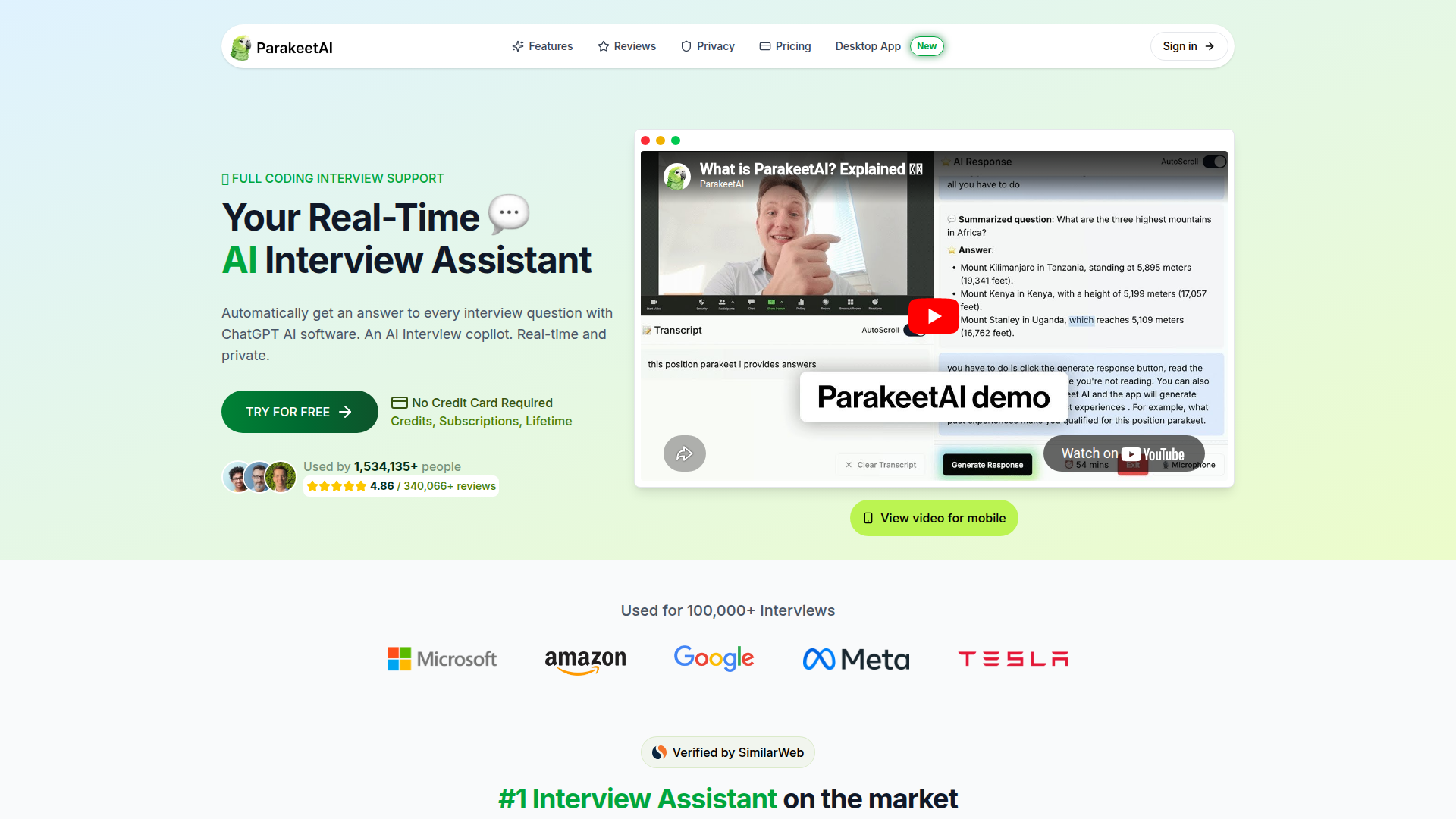 ParakeetAI - AI Interview Assistant Software