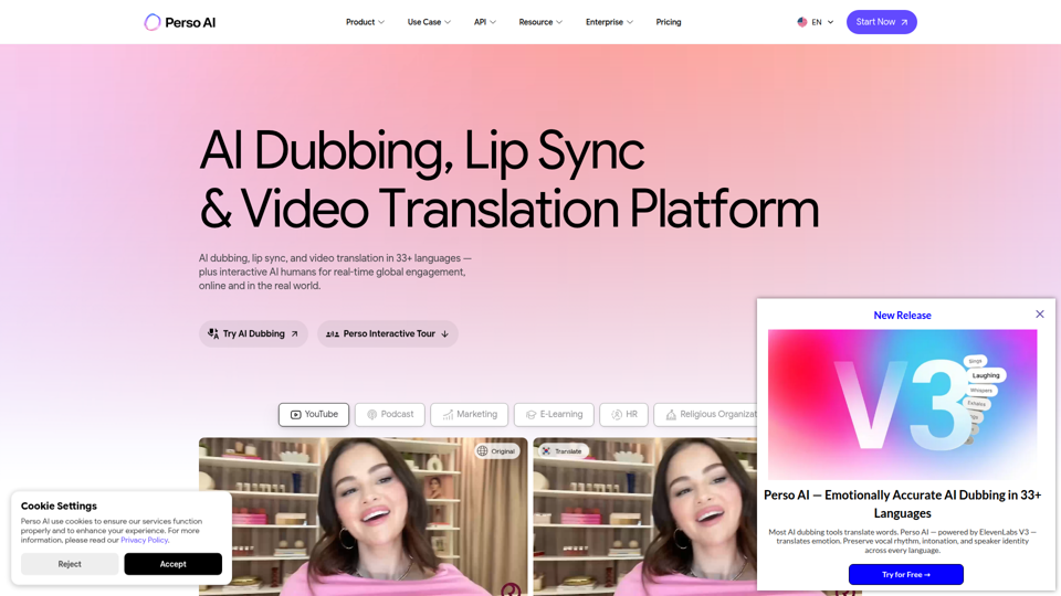Software de doblaje con IA para la localización de videos | Perso AI