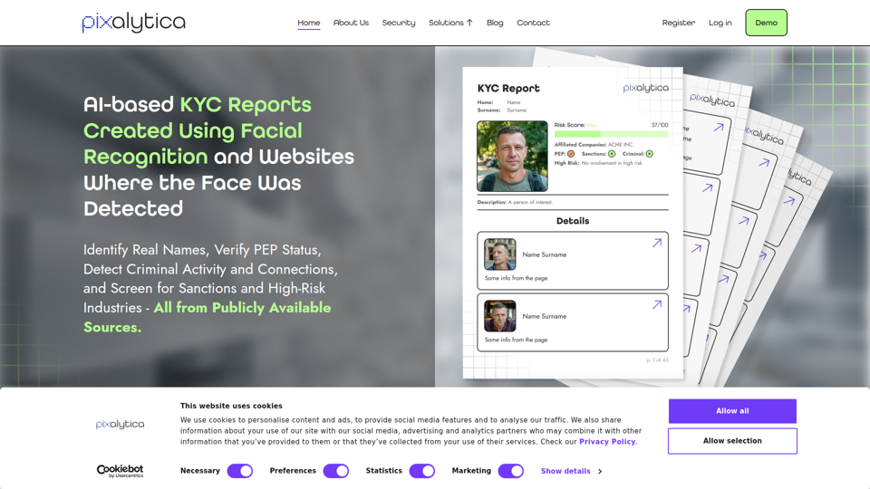 顔認識を使用して作成されたAIベースのKYCレポート