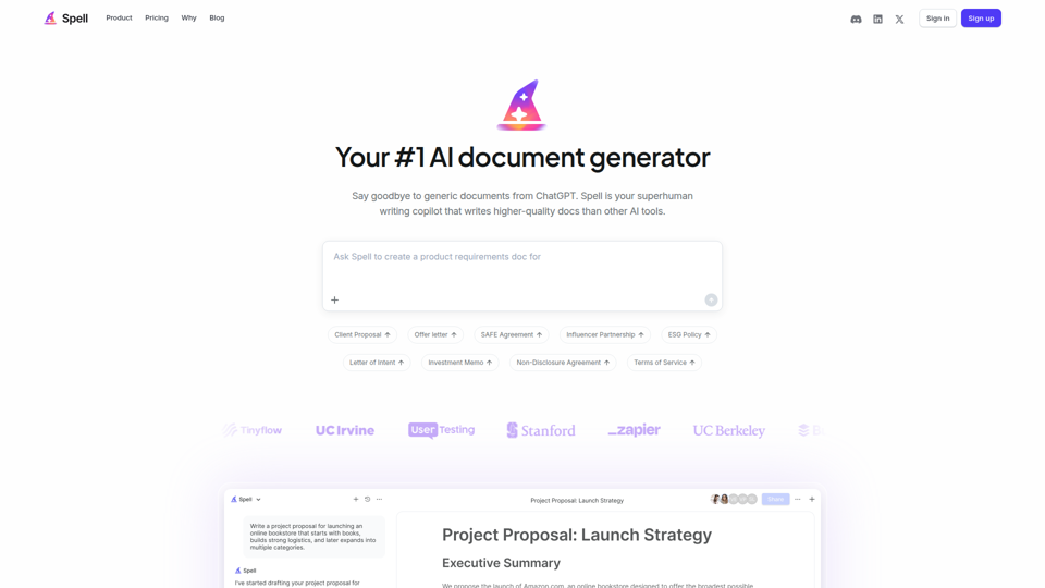 Generador de documentos con IA | Spell AI
