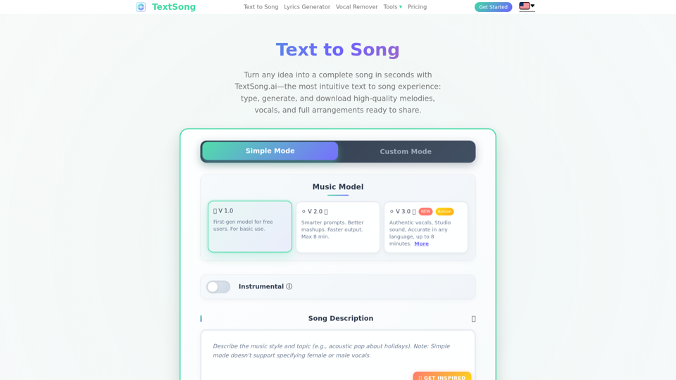 Texto a canción | TextSong.ai - Transforma texto en música al instante