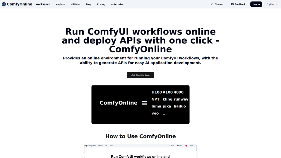 Run ComfyUI workflows online and deploy APIs with one click - ComfyOnline