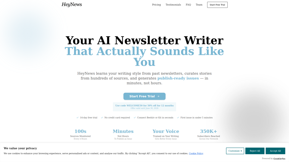 Ihr KI-Newsletter-Autor, der tatsächlich wie Sie klingt | HeyNews