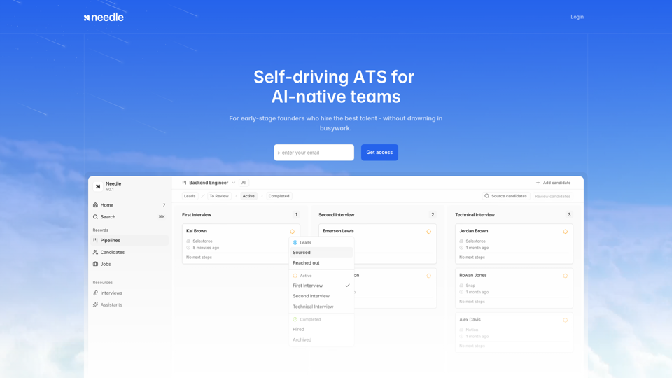Needle - The self-driving ATS for founders