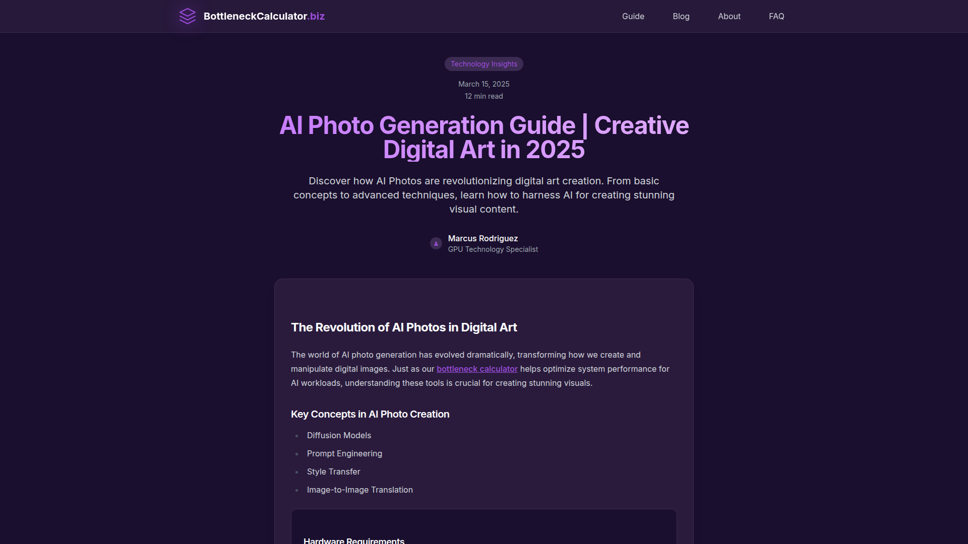 AI写真生成ガイド | 2025年のクリエイティブデジタルアート | BottleneckCalculator.biz