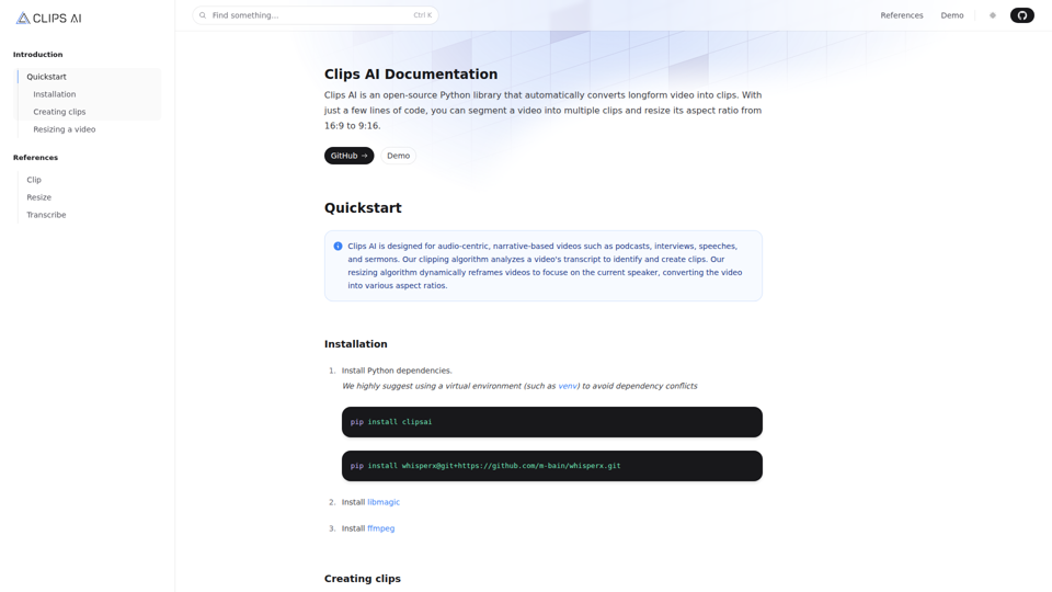 Clips AI | Reutilización de videos con IA para desarrolladores