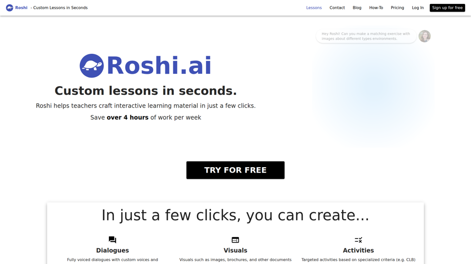 Roshi - Custom Lessons in Seconds