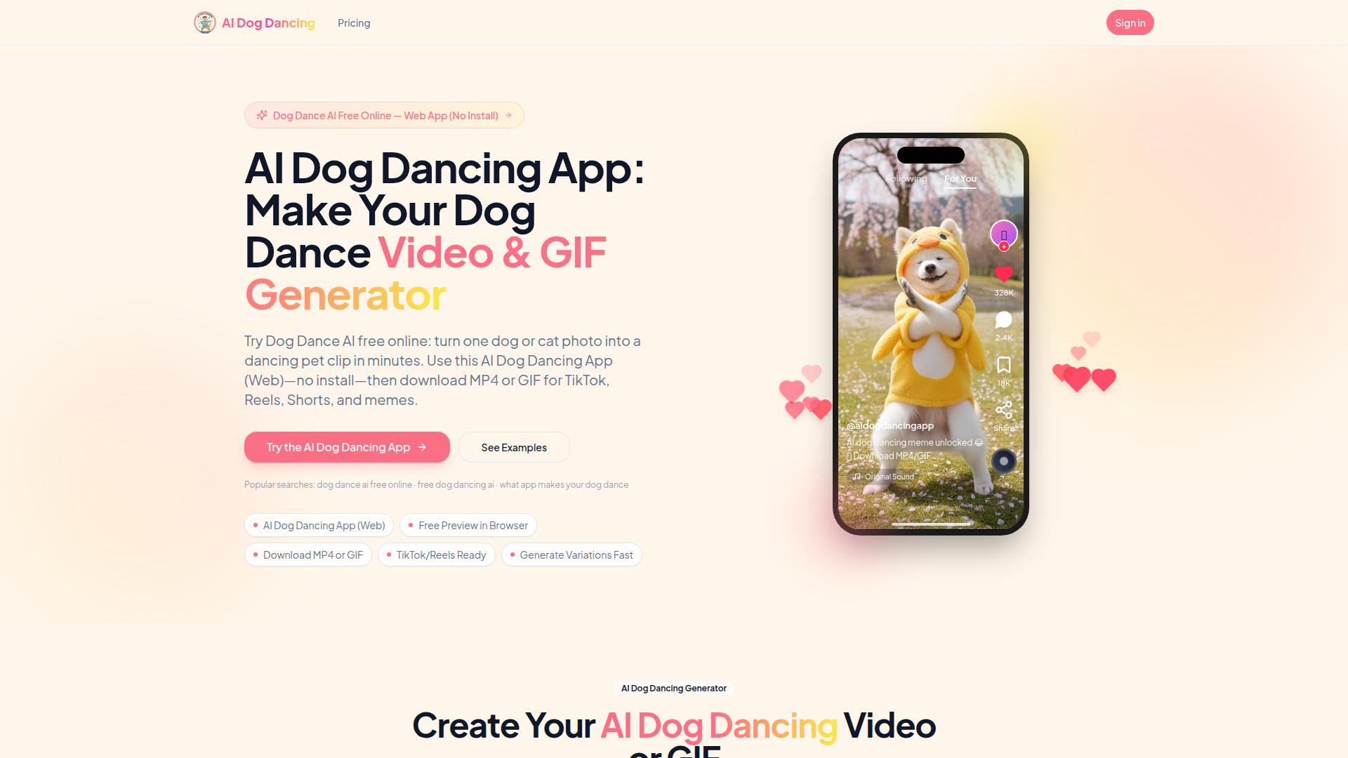 AI Dog Dancing App | Free Online Video & GIF Generator