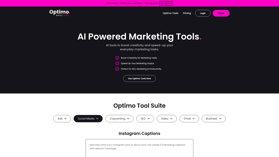 Optimo。AI 驱动的营销工具