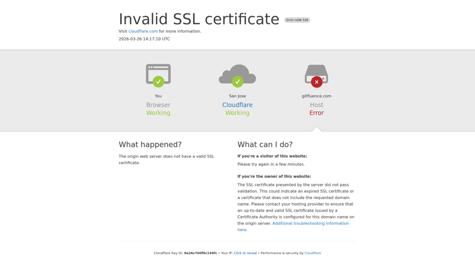 gitfluence.com | 526：SSL 证书无效