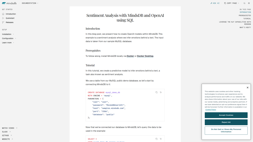 Sentiment Analysis with MindsDB and OpenAI using SQL - MindsDB