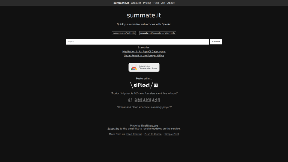 Summate.it - 快速总结网络文章