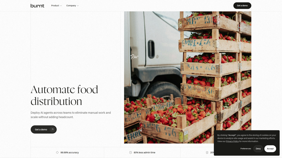 Automatiza la distribución de alimentos con agentes de IA | Burnt