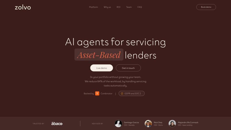 Zolvo —— 面向商业贷款机构的 AI 智能体