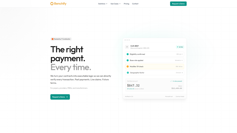 Benchify｜可执行的医疗保健合同