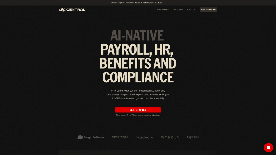 Central ― AIネイティブの給与計算、人事、福利厚生、コンプライアンス