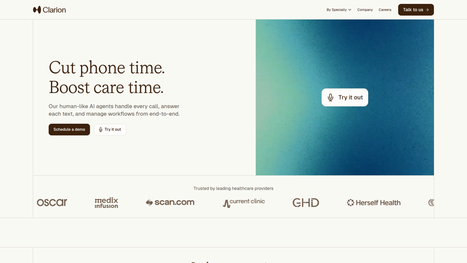 Clarion | Automatiza flujos de trabajo telefónicos con IA conversacional