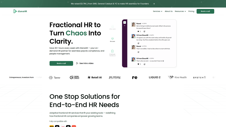 DianaHR：米国企業向けスマートなフラクショナルHRサービス