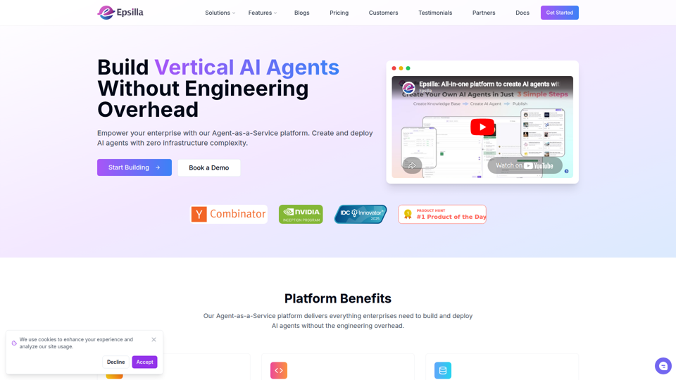 Epsilla - Agent IA vertical en tant que service | Créez des agents IA sans surcharge d’ingénierie