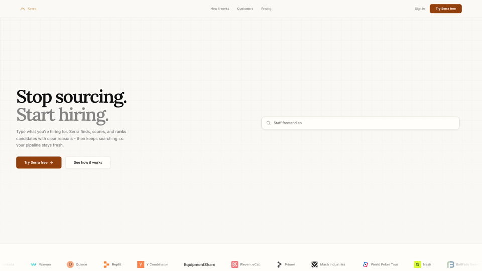 Serra  -  Stop sourcing. Start hiring.