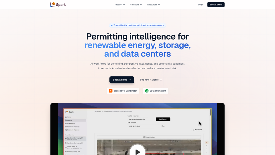 Spark | Permitting Intelligence for Solar, Storage & Data Centers