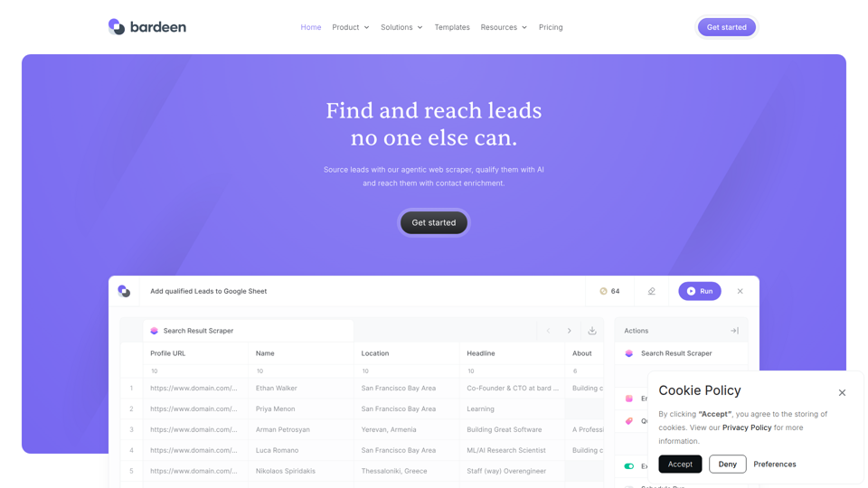 Bardeen: Finde und erreiche Leads, die sonst niemand finden kann.