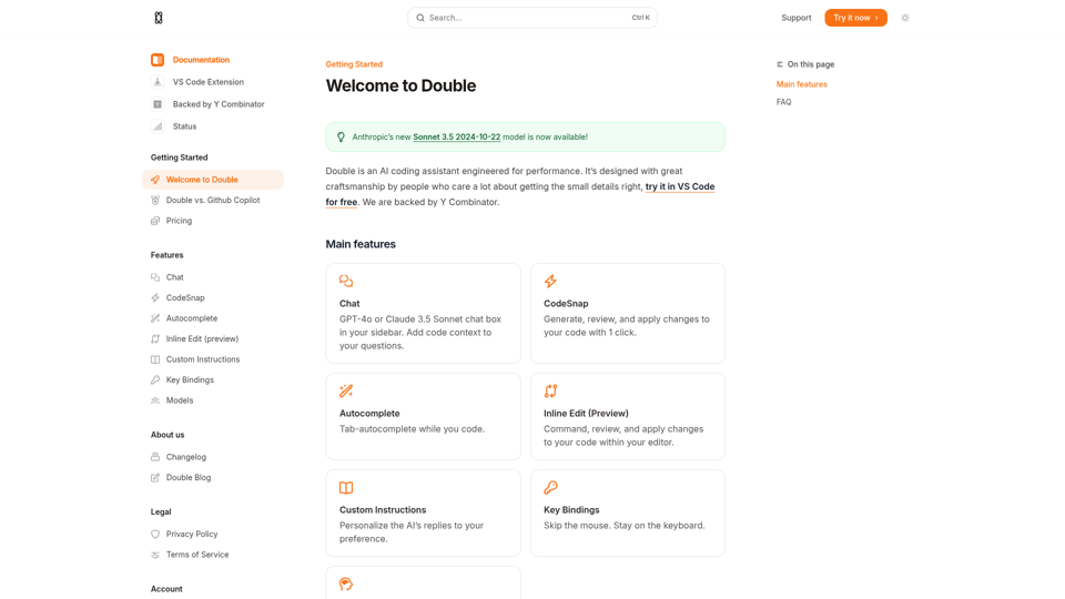 Welcome to Double - Double, the AI Coding Copilot