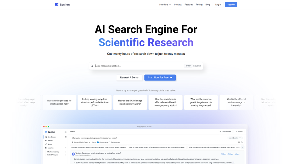 Epsilon - Moteur de recherche IA pour la recherche scientifique