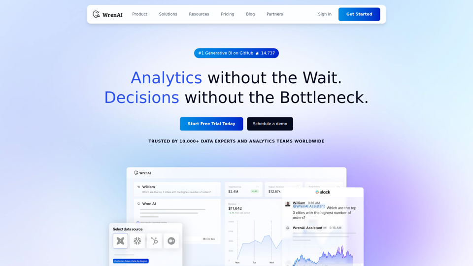Wren AI | GenBI (Generative BI) & Eingebettete Analysen für intelligentere Entscheidungen