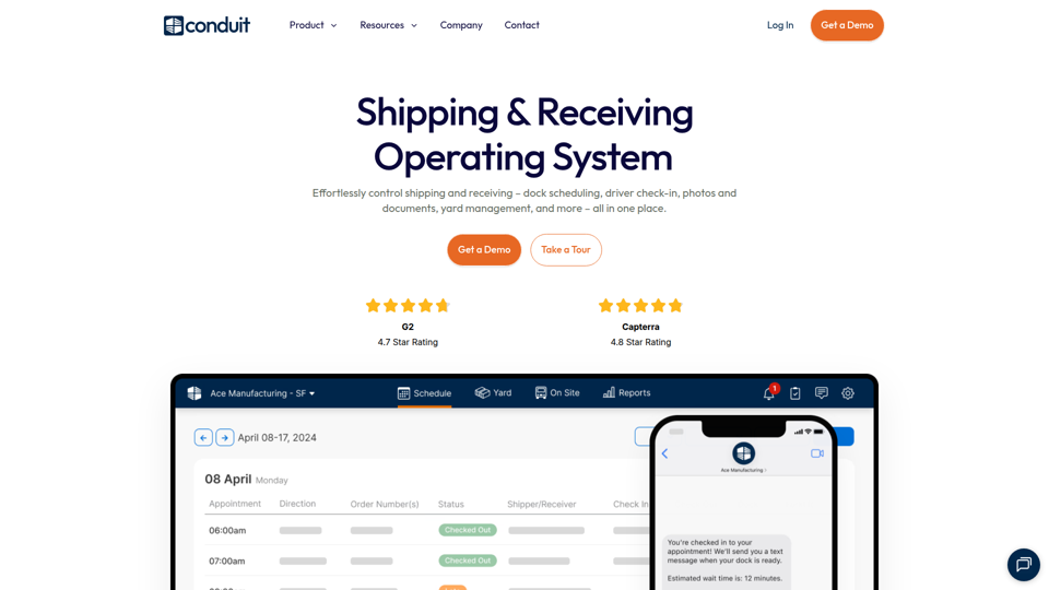 Mejor software de programación de muelles y gestión de patios | Conduit