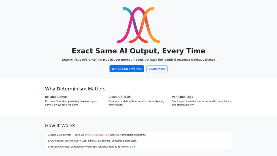 Logital AI - API d’inférence déterministe