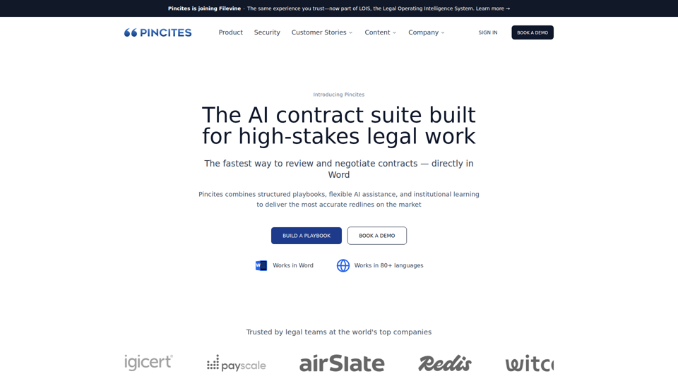 Pincites - 忙しい法務チームのためのAI契約レビュー