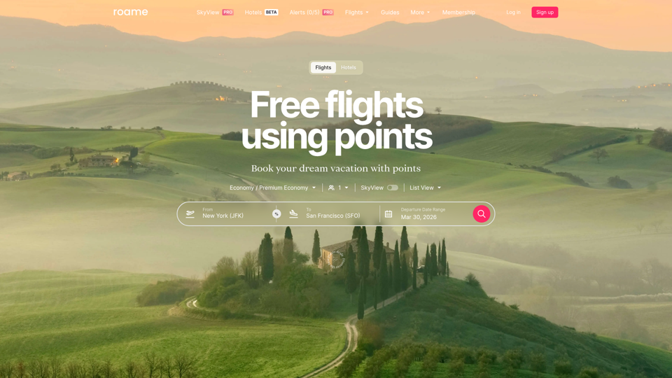 Roame | Free Award Flight Search & Alerts