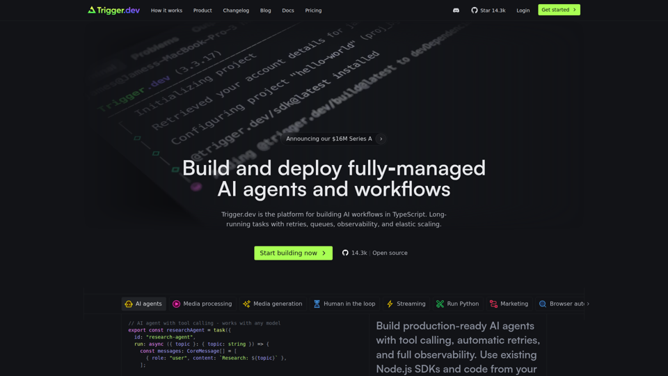 Trigger.dev | 构建并部署完全托管的 AI 代理和工作流。
